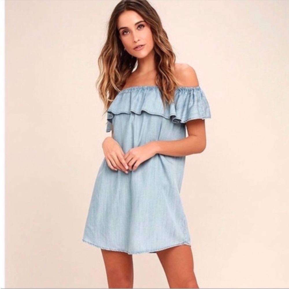 Lulu’s Blue Chambray Mini Dress Size XS